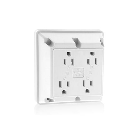 Quad Straight Blade Receptacle, 5-15R, 15 A, 125V AC, 2 Pole, 3 Wire, Surface Mount, Grounded MPN:1254-W