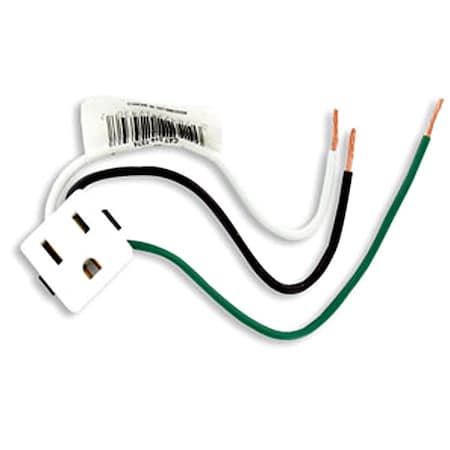 Straight Blade Receptacle, 5-15R, 15 A, 125V AC, 2 Pole, 3 Wire, Flush Mount, Grounded MPN:1374-1W