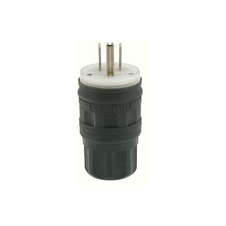 Watertight Locking Plug, L5-15P, 15 A, 125V AC, Single Phase, 2 Pole, Screw Terminals, Black MPN:14W47-B