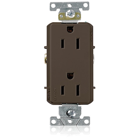 Straight Blade Receptacle, 5-15R, 15 A, 125V AC, 2 Pole, 3 Wire, Flush Mount, Self-Grounded MPN:16242