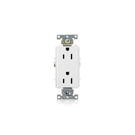 Duplex Straight Blade Receptacle, 5-15R, 15 A, 125V AC, 2 Pole, 3 Wire, Flush Mount, Grounded MPN:16242-W