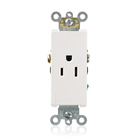 Straight Blade Receptacle, 5-15R, 15 A, 125V AC, 2 Pole, 3 Wire, Flush Mount, Grounded MPN:16251-W