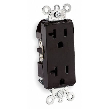 Straight Blade Receptacle, 5-20R, 20 A, 125V AC, 2 Pole, 3 Wire, Flush Mount, Single, Brown MPN:16342