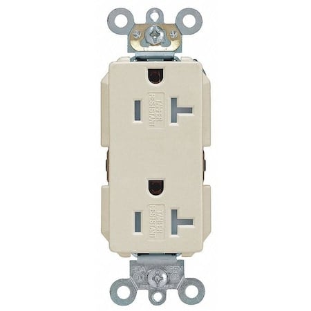 Straight Blade Receptacle, 5-20R, 20 A, 125V AC, 2 Pole, 3 Wire, Flush Mount, Single, Ivory MPN:16342-I