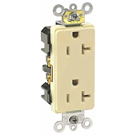 Straight Blade Receptacle, 5-20R, 20 A, 125V AC, 2 Pole, 3 Wire, Flush Mount, Single, Ivory MPN:16362-I