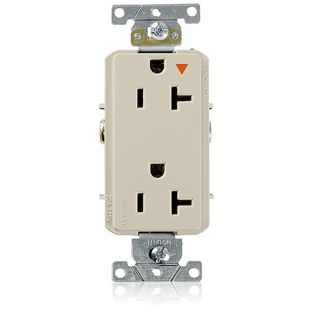 Straight Blade Receptacle, 5-20R, 20 A, 125V AC, 2 Pole, 3 Wire, Flush Mount, Single, Ivory MPN:16362-IIG