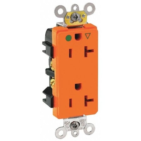 Straight Blade Receptacle, 5-20R, 20 A, 125V AC, 2 Pole, 3 Wire, Flush Mount, Single, Orange MPN:16362-OIG