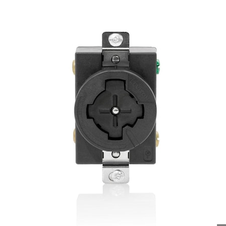 Locking Receptacle, 20/30 A, 250/600V AC, 3 Pole, Flush Mount, Screw Terminals, Black MPN:20403-L