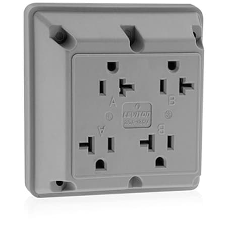 Straight Blade Receptacle, 5-20R, 20 A, 125V AC, 2 Pole, 3 Wire, Surface Mount, Grounded MPN:21254-GY