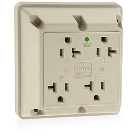 Straight Blade Receptacle, 5-20R, 20 A, 125V AC, 2 Pole, 3 Wire, Surface Mount, Single, Ivory MPN:21254-HI