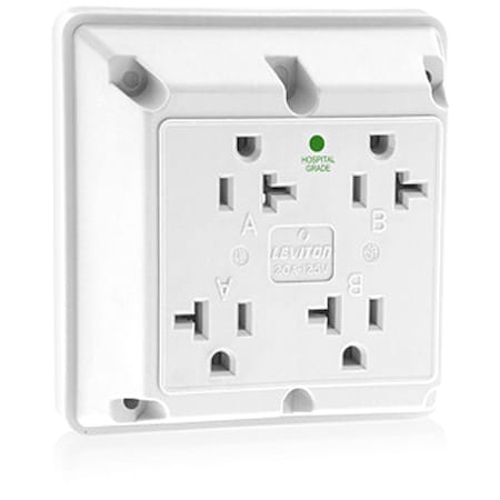 Straight Blade Receptacle, 5-20R, 20 A, 125V AC, 2 Pole, 3 Wire, Surface Mount, Single, White MPN:21254-HW
