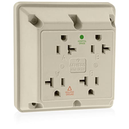 Straight Blade Receptacle, 5-20R, 20 A, 125V AC, 2 Pole, 3 Wire, Surface Mount, Isolated Ground MPN:21254-IGI