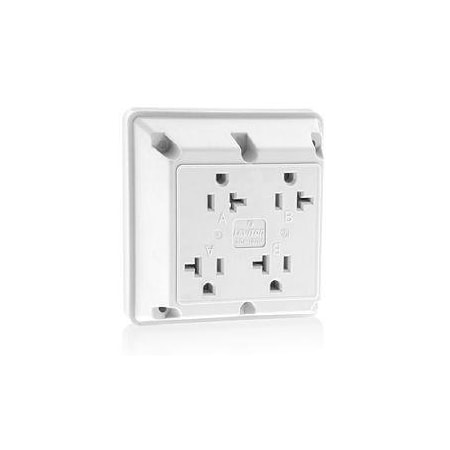 Quad Straight Blade Receptacle, 5-20R, 20 A, 125V AC, 2 Pole, 3 Wire, Flush Mount, Grounded MPN:21254-W