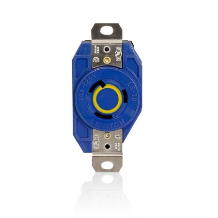 Flanged Locking Receptacle, L5-20R, 20 A, 125V AC, Single Phase, 2 Pole, Flush Mount, Blue MPN:2310-BU