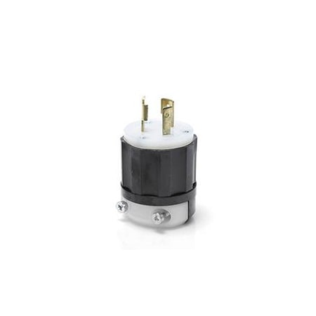 Locking Plug, L5-20P, 20 A, 125V AC, Single Phase, 2 Pole, Screw Terminals, Black, White MPN:2311