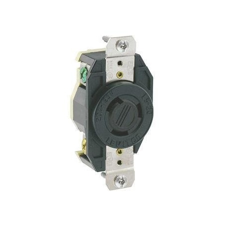 Flanged Locking Receptacle, L6-20R, 20 A, 250V AC, Single Phase, 2 Pole, Flush Mount, Black MPN:2320-B