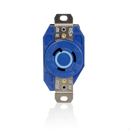 Flanged Locking Receptacle, L6-20R, 20 A, 250V AC, Single Phase, 2 Pole, Flush Mount, Black MPN:2320-BU