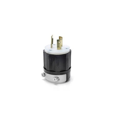 Locking Plug, L6-20P, 20 A, 250V AC, Single Phase, 2 Pole, Screw Terminals, Black, White MPN:2321