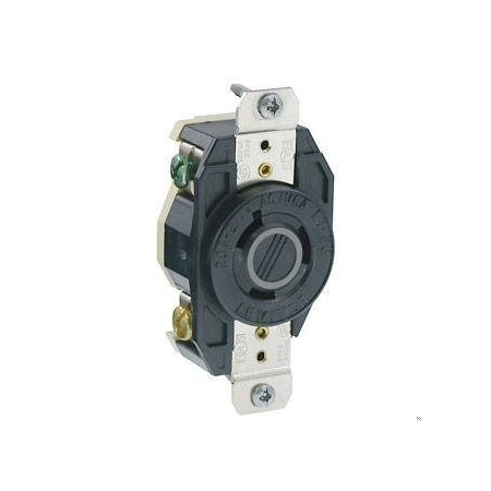 Flanged Locking Receptacle, L7-20R, 20 A, 277V AC, Single Phase, 2 Pole, Flush Mount, Black MPN:2330