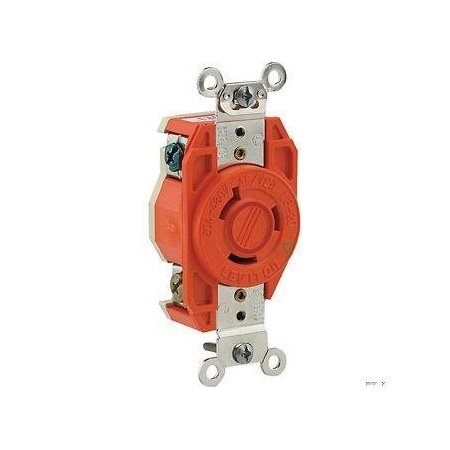 Locking Receptacle, L8-20R, 20 A, 480V AC, 2 Pole, Flush Mount, Screw Terminals, Orange MPN:2340-IG