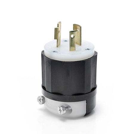 Locking Plug, L8-20P, 20 A, 480V AC, Single Phase, 2 Pole, Screw Terminals, Black, White MPN:2341