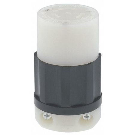 Locking Connector, L8-20R, 20 A, 480V AC, Single Phase, 2 Pole, Screw Terminals, Black, White MPN:2343