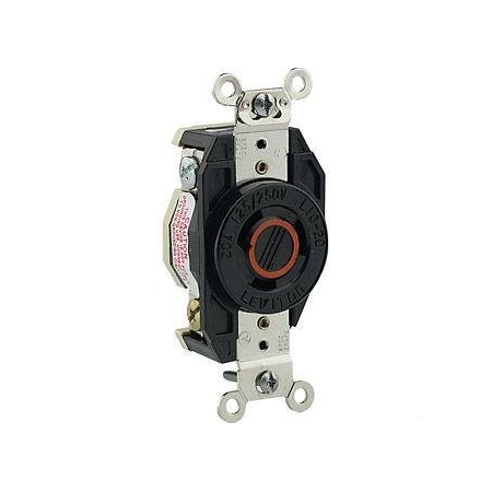 Flanged Locking Receptacle, L10-20R, 20 A, 125/250V AC, Single Phase, 3 Pole, Flush Mount, Black MPN:2360