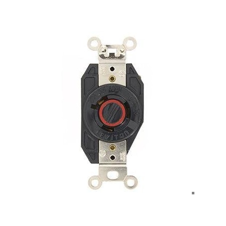 Flanged Locking Receptacle, L12-20R, 20 A, 480V AC, Three Phase, 3 Pole, Flush Mount, Black MPN:2380