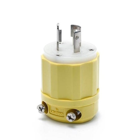 Locking Plug, L5-20P, 20 A, 125V AC, Single Phase, 2 Pole, Screw Terminals, White, Yellow MPN:23CM-11