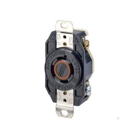 Flanged Locking Receptacle, L14-20R, 20 A, 125/250V AC, Single Phase, 3 Pole, Flush Mount, Black MPN:2410