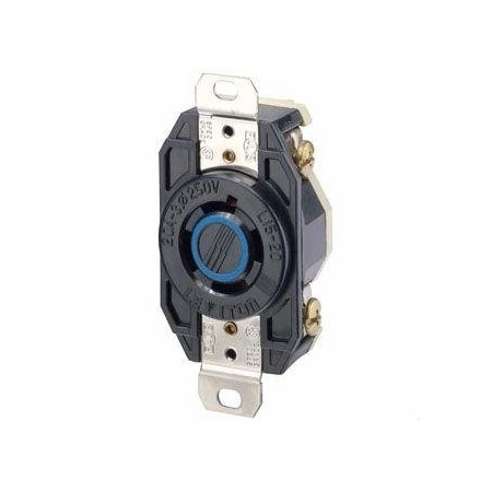 Flanged Locking Receptacle, L15-20R, 20 A, 250V AC, Three Phase, 3 Pole, Flush Mount, Black MPN:2420