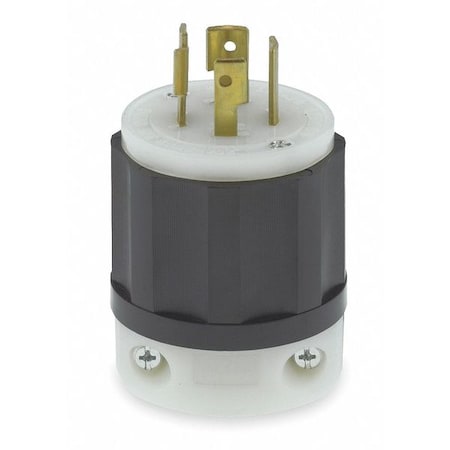 Locking Plug, L15-20P, 20 A, 250V AC, Three Phase, 3 Pole, Screw Terminals, Black, White MPN:2421