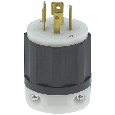 Locking Plug, L16-20P, 20 A, 480V AC, Three Phase, 3 Pole, Screw Terminals, Black, White MPN:2431