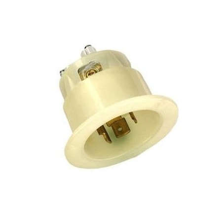Flanged Locking Inlet, 20 A, 120/208V AC, Three Phase, 4 Pole, Flush Mount, Screw Terminals, White MPN:2445