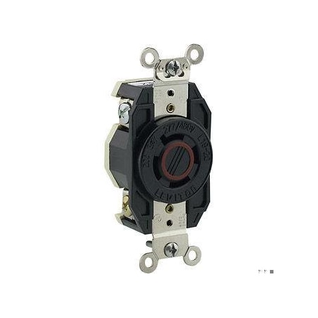 Flanged Locking Receptacle, L19-20R, 20 A, 277/480V AC, Three Phase, 4 Pole, Flush Mount, Black MPN:2450