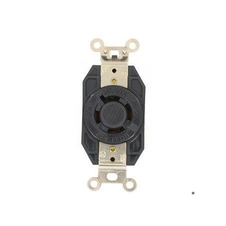 Flanged Locking Receptacle, L20-20R, 20 A, 347/600V AC, Three Phase, 4 Pole, Flush Mount, Black MPN:2460
