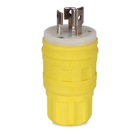 Locking Plug, L5-15P, 15 A, 125V AC, Single Phase, 2 Pole, Screw Terminals, Yellow MPN:24W47