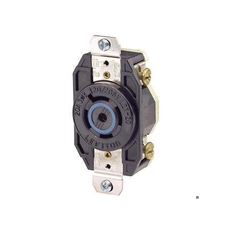 Flanged Locking Receptacle, L21-20R, 20 A, 120/208V AC, Three Phase, 4 Pole, Flush Mount, Black MPN:2510