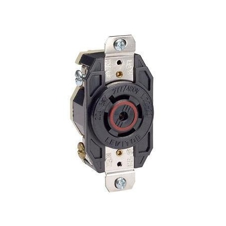 Flanged Locking Receptacle, L22-20R, 20 A, 277/480V AC, Three Phase, 4 Pole, Flush Mount, Black MPN:2520