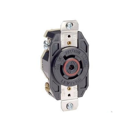 Flanged Locking Receptacle, L23-20R, 20 A, 347/600V AC, Three Phase, 4 Pole, Flush Mount, Black MPN:2530