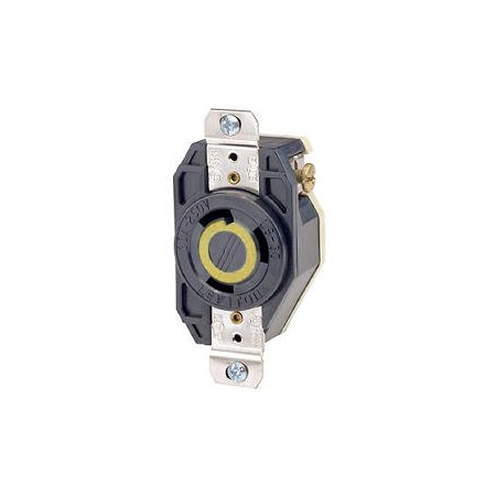 Flush Mounting Lock Receptacle, L5-30R, 30 A, 125V AC, Single Phase, 2 Pole, Flush Mount, Black MPN:2610