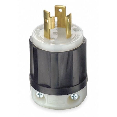 Locking Plug, L5-30P, 30 A, 125V AC, Single Phase, 2 Pole, Screw Terminals, Black, White MPN:2611