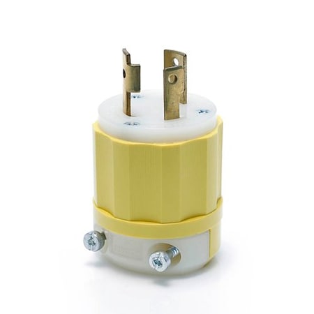 Locking Plug, L5-30P, 30 A, 125V AC, 2 Pole, Screw Terminals, White, Yellow MPN:2611-CY