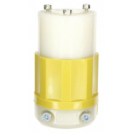 Locking Connector, L5-30R, 30 A, 125V AC, Single Phase, 2 Pole, Screw Terminals, White, Yellow MPN:2613-CY
