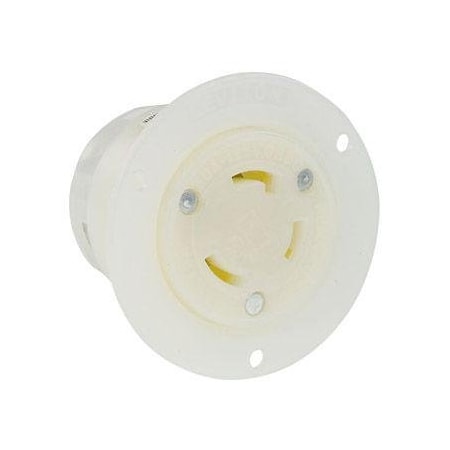 Flanged Locking Receptacle, L5-30R, 30 A, 125V AC, Single Phase, 2 Pole, Flush Mount, White MPN:2616