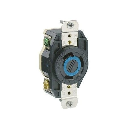 Flanged Locking Receptacle, L6-30R, 30 A, 250V AC, Single Phase, 2 Pole, Flush Mount, Black MPN:2620