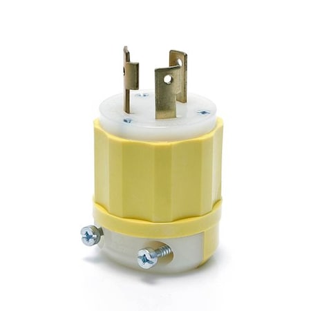 Locking Plug, L6-30P, 30 A, 250V AC, Single Phase, 2 Pole, Screw Terminals, White, Yellow MPN:2621-CY