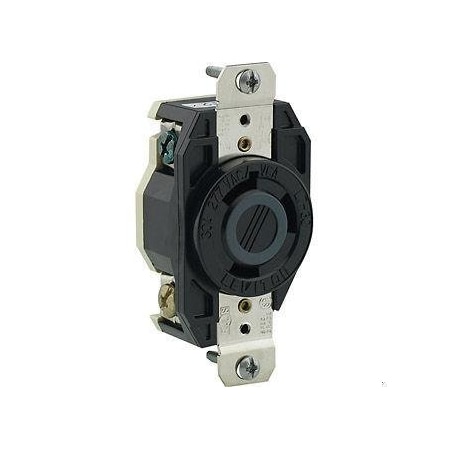 Flanged Locking Receptacle, L7-30R, 30 A, 277V AC, Single Phase, 2 Pole, Flush Mount, Black MPN:2630