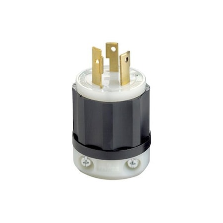 Locking Plug, L7-30P, 30 A, 277V AC, Single Phase, 2 Pole, Screw Terminals, Black, White MPN:2631-PLC