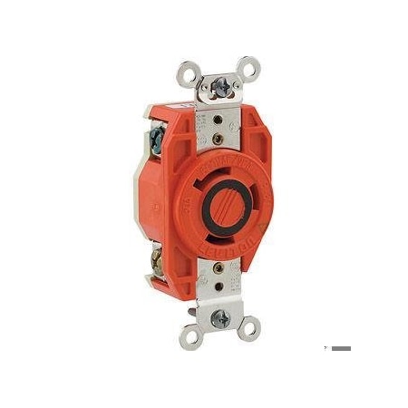 Locking Receptacle, L9-30R, 30 A, 600V AC, 2 Pole, Flush Mount, Screw Terminals, Orange MPN:2650-IG